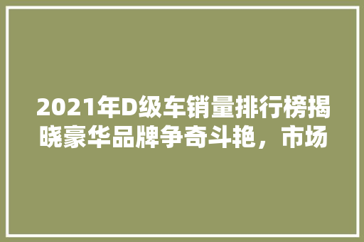 2021年D级车销量排行榜揭晓豪华品牌争奇斗艳，市场格局再升级