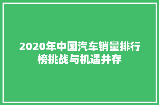 2020年中国汽车销量排行榜挑战与机遇并存
