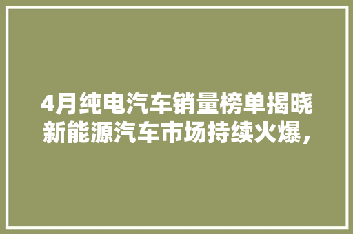 4月纯电汽车销量榜单揭晓新能源汽车市场持续火爆，品牌竞争加剧  第1张