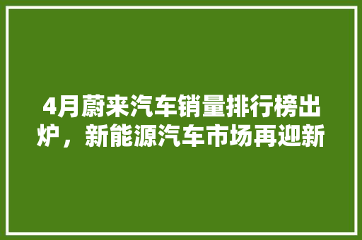 4月蔚来汽车销量排行榜出炉，新能源汽车市场再迎新格局  第1张