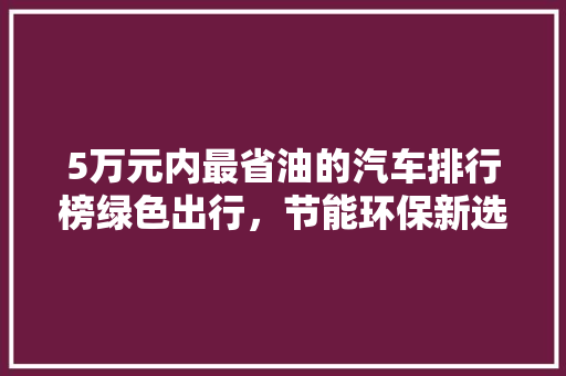 5万元内最省油的汽车排行榜绿色出行，节能环保新选择  第1张