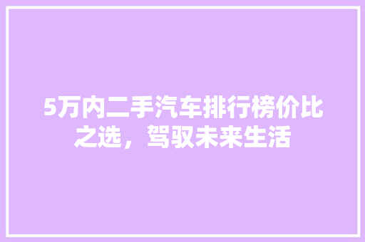 5万内二手汽车排行榜价比之选，驾驭未来生活