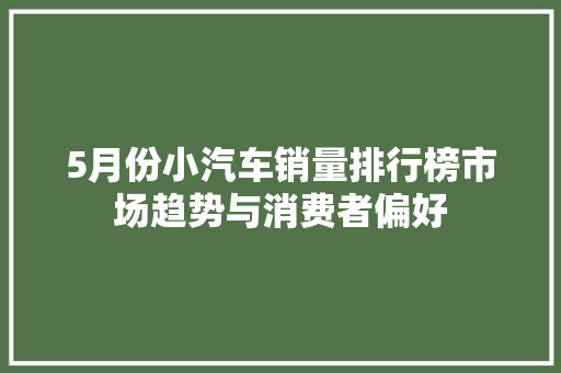 5月份小汽车销量排行榜市场趋势与消费者偏好  第1张