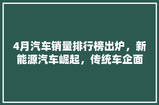 4月汽车销量排行榜出炉，新能源汽车崛起，传统车企面临挑战  第1张