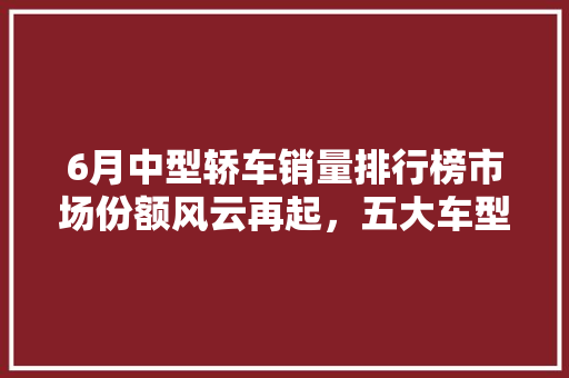 6月中型轿车销量排行榜市场份额风云再起，五大车型领跑市场