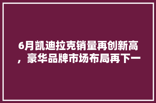 6月凯迪拉克销量再创新高，豪华品牌市场布局再下一城