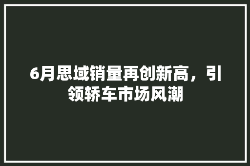 6月思域销量再创新高，引领轿车市场风潮