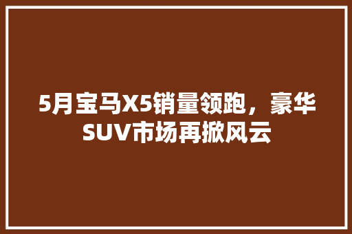 5月宝马X5销量领跑，豪华SUV市场再掀风云