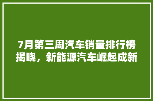 7月第三周汽车销量排行榜揭晓，新能源汽车崛起成新趋势  第1张