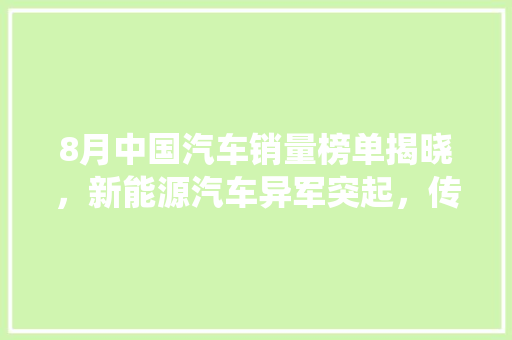 8月中国汽车销量榜单揭晓，新能源汽车异军突起，传统燃油车面临挑战  第1张
