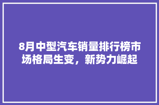 8月中型汽车销量排行榜市场格局生变，新势力崛起  第1张