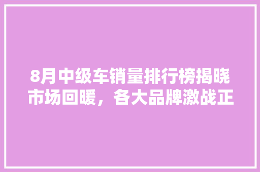8月中级车销量排行榜揭晓市场回暖，各大品牌激战正酣