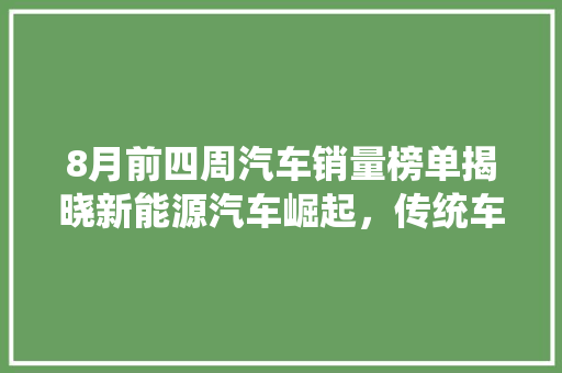 8月前四周汽车销量榜单揭晓新能源汽车崛起，传统车企面临挑战  第1张