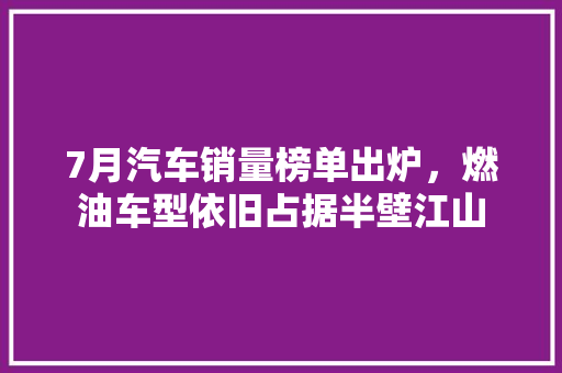 7月汽车销量榜单出炉，燃油车型依旧占据半壁江山