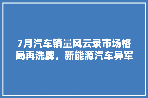 7月汽车销量风云录市场格局再洗牌，新能源汽车异军突起  第1张