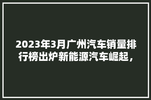 2023年3月广州汽车销量排行榜出炉新能源汽车崛起，市场格局再洗牌  第1张