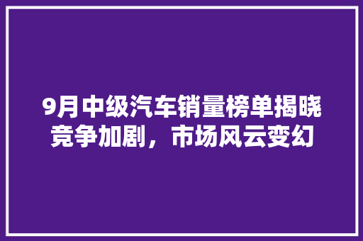 9月中级汽车销量榜单揭晓竞争加剧，市场风云变幻  第1张