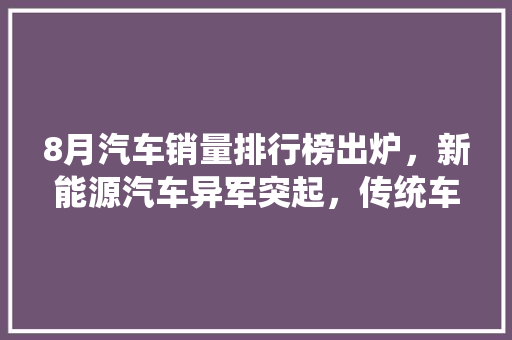 8月汽车销量排行榜出炉，新能源汽车异军突起，传统车企面临挑战  第1张