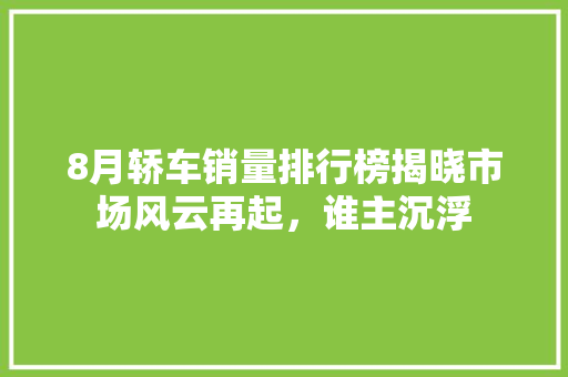 8月轿车销量排行榜揭晓市场风云再起，谁主沉浮