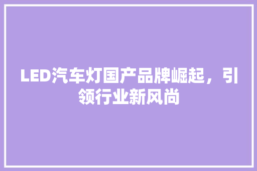 LED汽车灯国产品牌崛起，引领行业新风尚