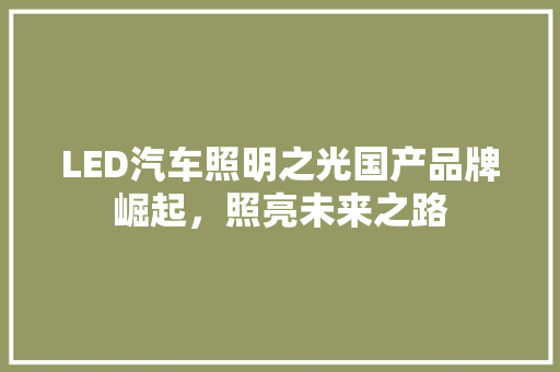 LED汽车照明之光国产品牌崛起，照亮未来之路