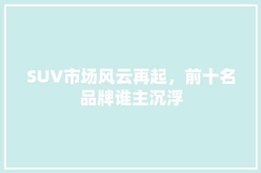 SUV市场风云再起，前十名品牌谁主沉浮  第1张