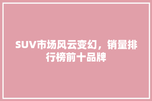 SUV市场风云变幻，销量排行榜前十品牌  第1张