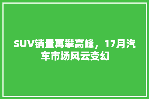 SUV销量再攀高峰，17月汽车市场风云变幻  第1张