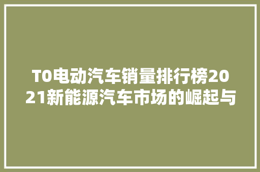 T0电动汽车销量排行榜2021新能源汽车市场的崛起与变革  第1张