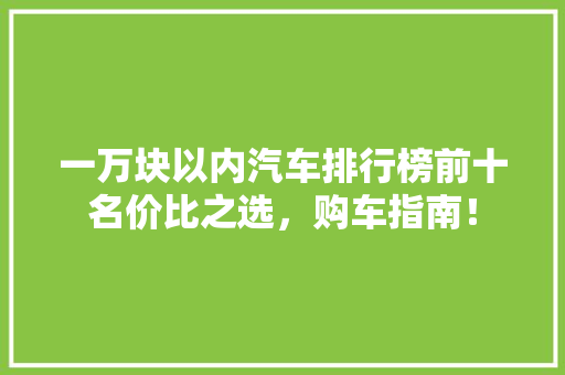 一万块以内汽车排行榜前十名价比之选，购车指南！  第1张