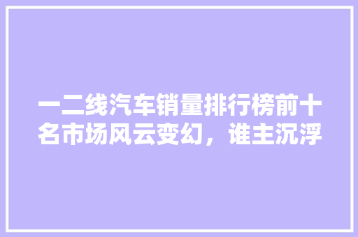 一二线汽车销量排行榜前十名市场风云变幻，谁主沉浮