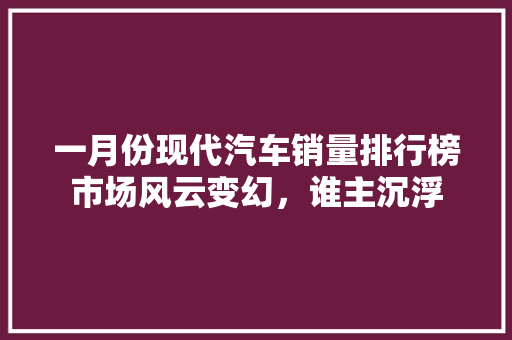 一月份现代汽车销量排行榜市场风云变幻，谁主沉浮