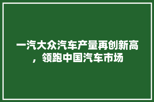 一汽大众汽车产量再创新高，领跑中国汽车市场