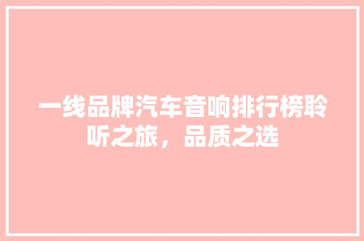 一线品牌汽车音响排行榜聆听之旅，品质之选
