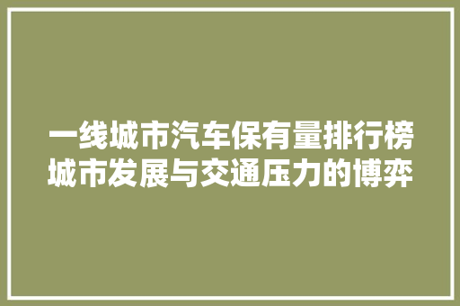 一线城市汽车保有量排行榜城市发展与交通压力的博弈  第1张