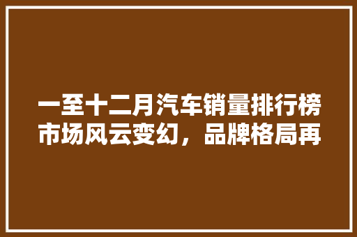 一至十二月汽车销量排行榜市场风云变幻，品牌格局再洗牌  第1张