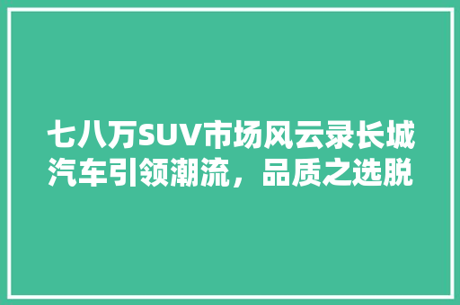 七八万SUV市场风云录长城汽车引领潮流，品质之选脱颖而出