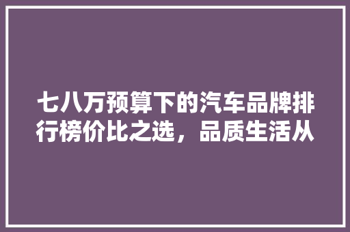 七八万预算下的汽车品牌排行榜价比之选，品质生活从这里启航  第1张