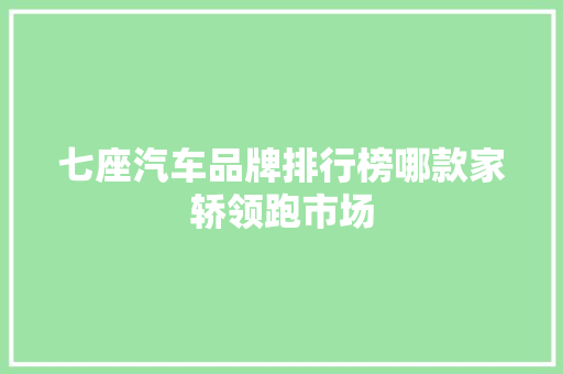 七座汽车品牌排行榜哪款家轿领跑市场