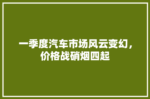 一季度汽车市场风云变幻，价格战硝烟四起