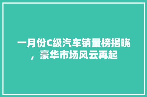 一月份C级汽车销量榜揭晓，豪华市场风云再起