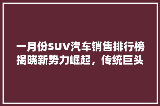 一月份SUV汽车销售排行榜揭晓新势力崛起，传统巨头稳健前行  第1张