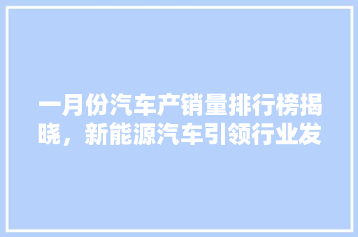 一月份汽车产销量排行榜揭晓，新能源汽车引领行业发展新趋势  第1张