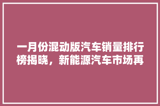 一月份混动版汽车销量排行榜揭晓，新能源汽车市场再掀热潮  第1张