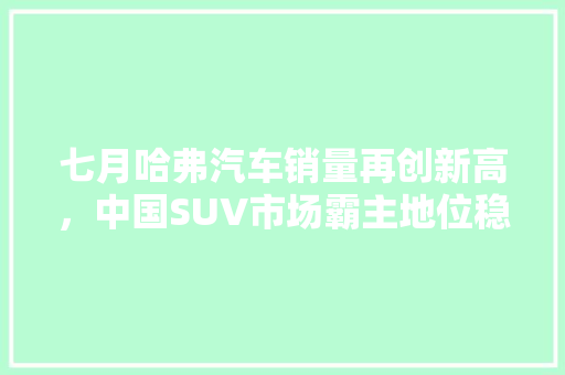 七月哈弗汽车销量再创新高，中国SUV市场霸主地位稳固  第1张