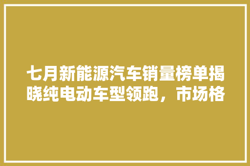 七月新能源汽车销量榜单揭晓纯电动车型领跑，市场格局持续优化