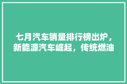 七月汽车销量排行榜出炉，新能源汽车崛起，传统燃油车面临挑战