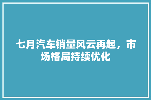 七月汽车销量风云再起，市场格局持续优化  第1张