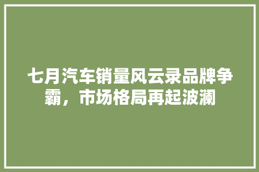 七月汽车销量风云录品牌争霸，市场格局再起波澜  第1张