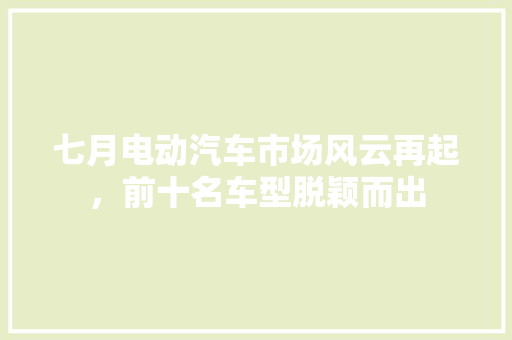 七月电动汽车市场风云再起，前十名车型脱颖而出  第1张